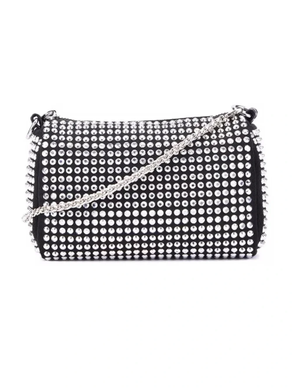 Olivia Miller Black Studded Crossbody Bag with Silver Chain